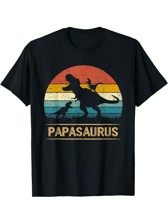 Papasaurus Rex Dinosaur Vintage Fathers Day Grandpa Dad T-Shirt BLACK Unisex S-5XL Hot Trending Shirt, Vintage Birthday Gift