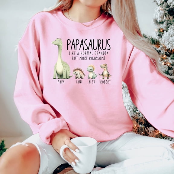 Papasaurus Sweatshirt, Dinosaur Dad Pullover with Kids' Names, Funny New Dad Gift, Grandpa T-Rex Sweatshirt, Father's Day Apparel