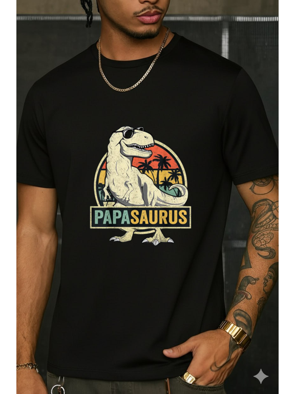 Papasaurus T Rex Dinosaur Papa Saurus Family Matching Graphic T-Shirt,S-5XL