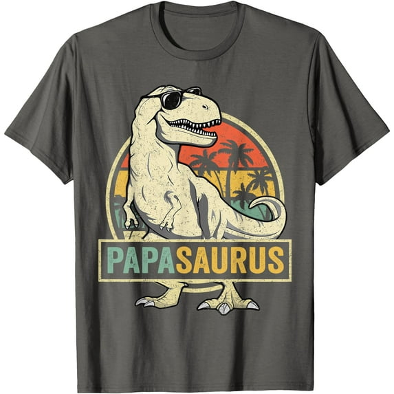 Papasaurus T Rex Dinosaur Papa Saurus Family Matching Unisex T-Shirt for Men Women,Charcoal Color,Size 2XL