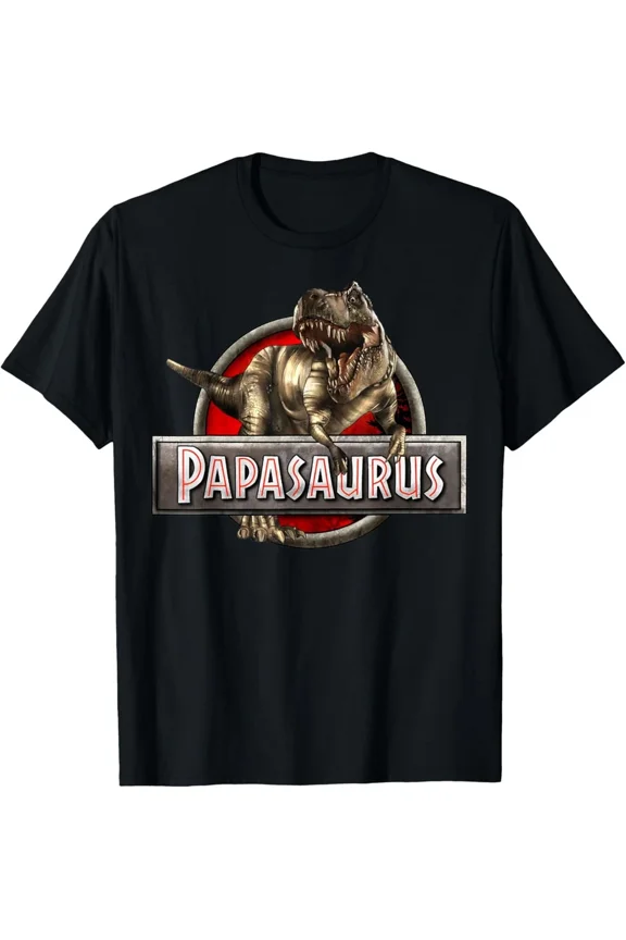 Papasaurus T Rex Papa Dinosaur Grandpa Saurus Father's Day Unisex T-Shirt, up to Size 5XL