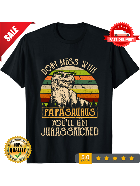 Papasaurus T-Shirt For Papa Dad Daddy T-Rex Dinosaur Funny Father's Day Tee Gift, ULTRA LIMITED-TH84391