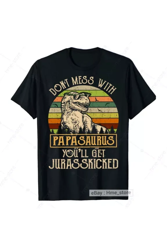 Papasaurus T-Shirt For Papa Dad Daddy T-Rex Dinosaur Funny Father's Day Tee Gift