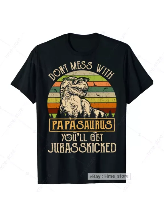 Papasaurus T-Shirt For Papa Dad Daddy T-Rex Dinosaur Funny Father's Day Tee Gift