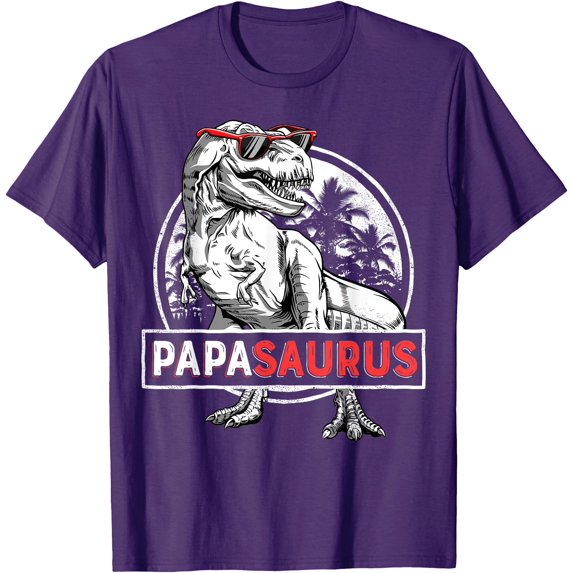 Papasaurus T rex Dinosaur Funny Papa Saurus Father's Family Unisex T-Shirt for Men Women,Purple Color,Size L