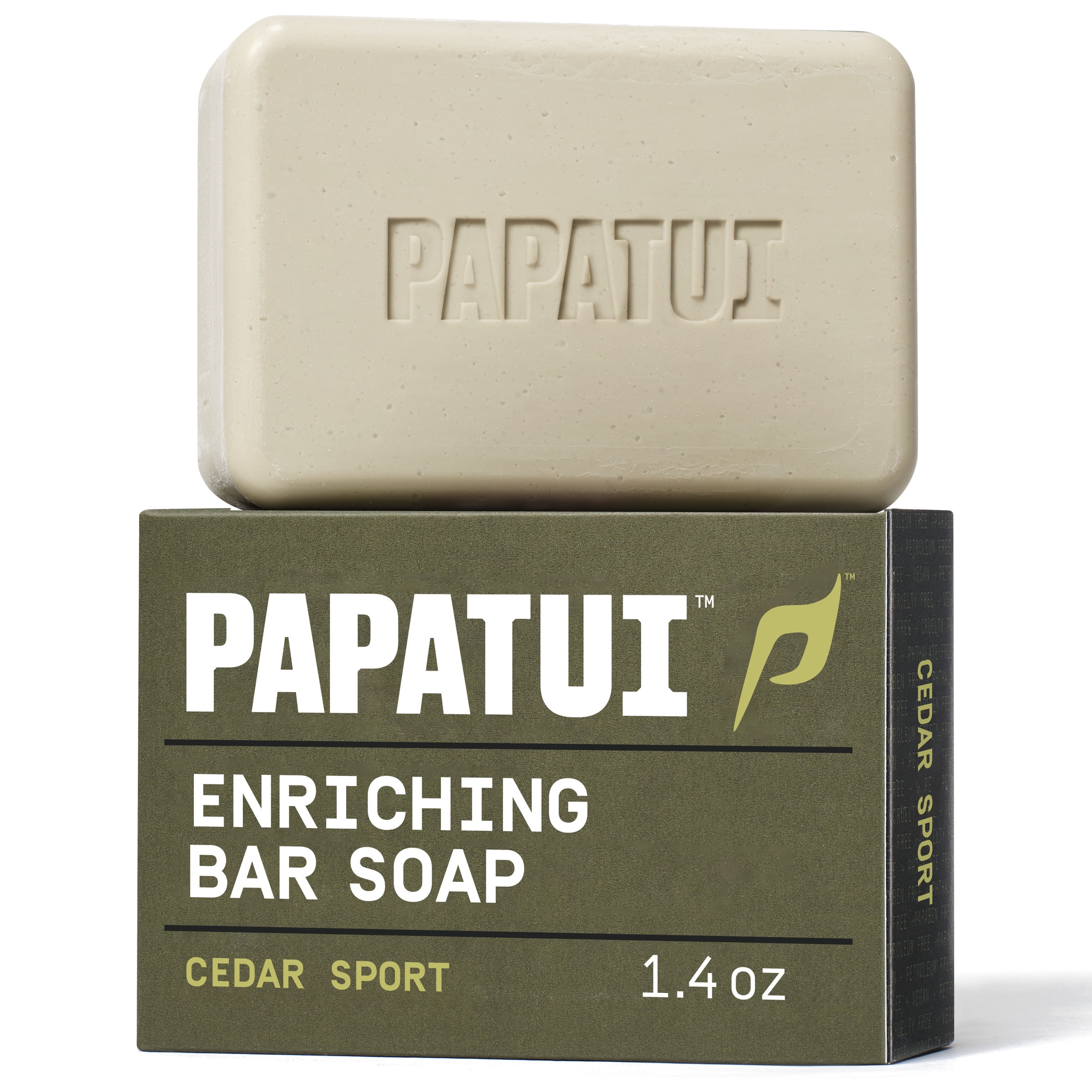 Papatui Men's Mini Trial & Travel Size Cedar Sport Bar Soap, Enriching, 1.4 oz