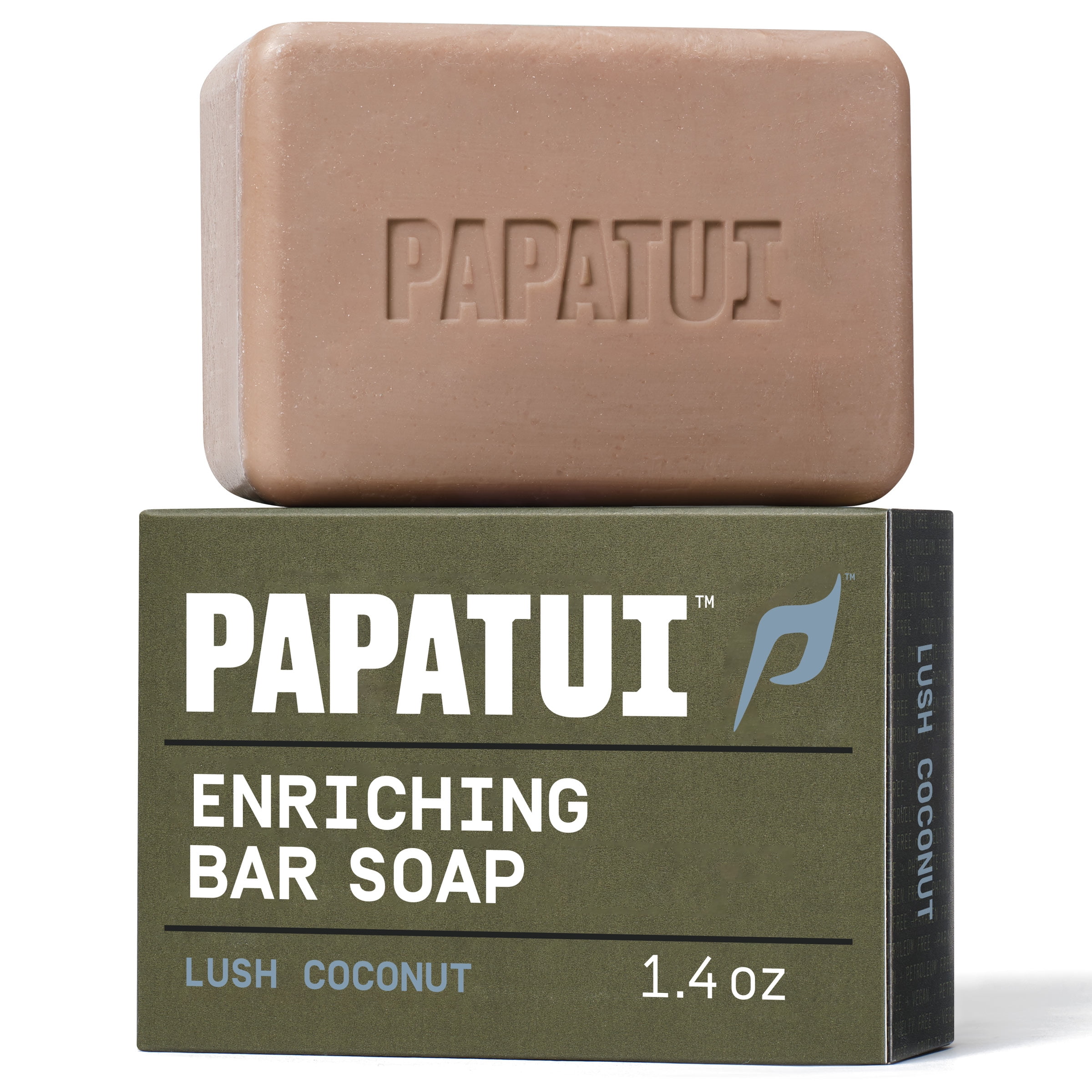Papatui Men's Mini Trial & Travel Size Bar Soap, Lush Coconut, Enriching, 1.4 oz
