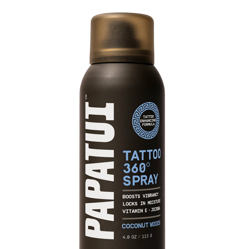 Papatui Men's Enhancing Tattoo Spray, Coconut Woods, 4 oz, 360-Degree Application