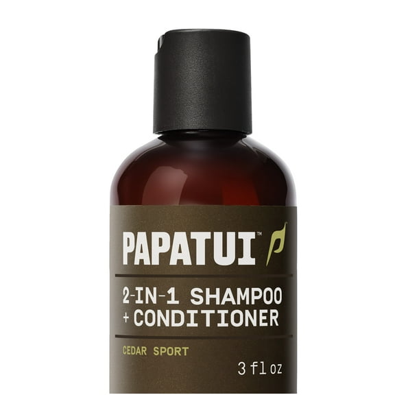 Papatui, Men's 2-in-1 Shampoo + Conditioner, Cedar Sport, Trial and Travel Size, 3 oz, Clean Hair and Scalp, Paraben-Free, Sulfate-Free