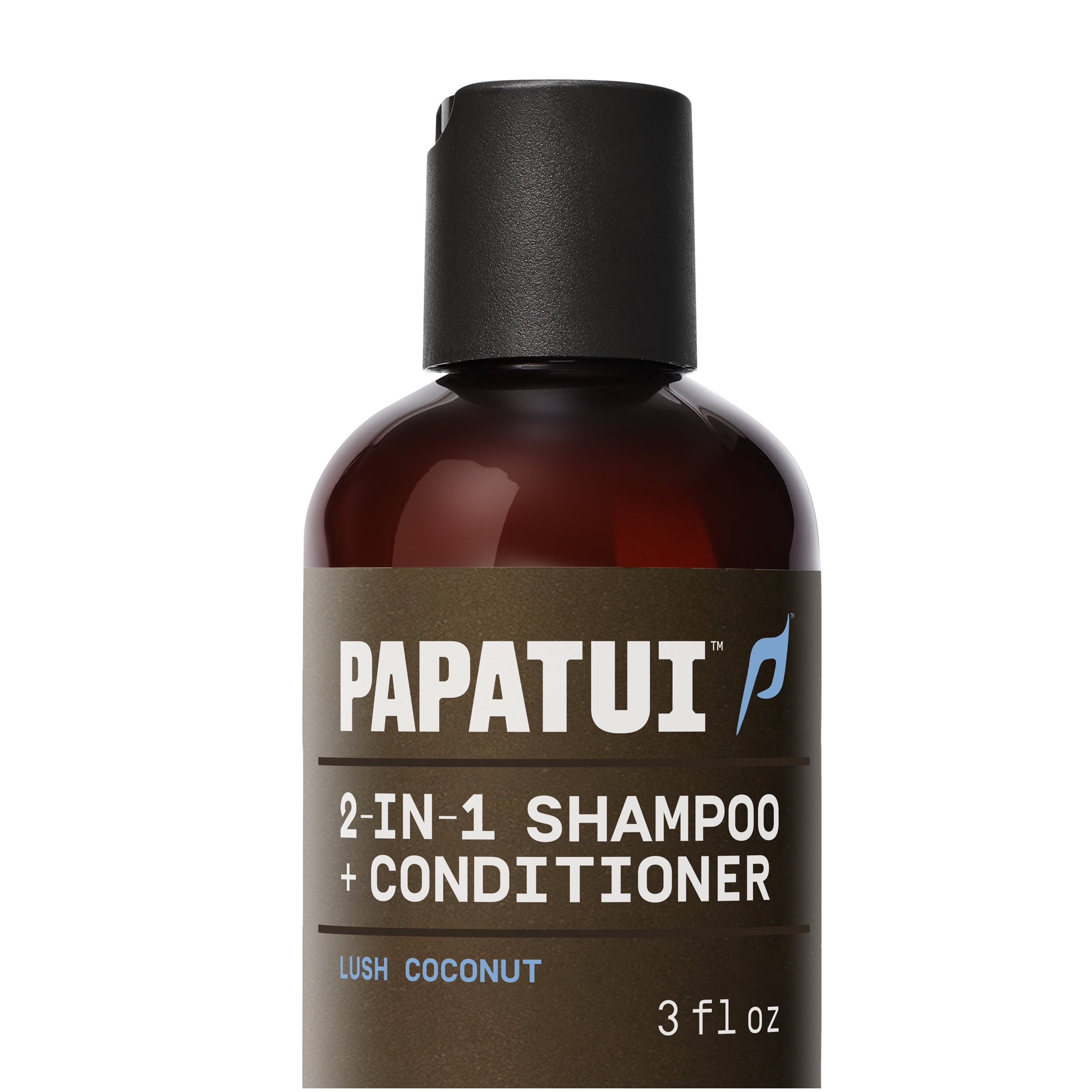 Papatui Men's Mini Trial & Travel Size 2-in-1 Shampoo Conditioner, Lush Coconut, 3 oz
