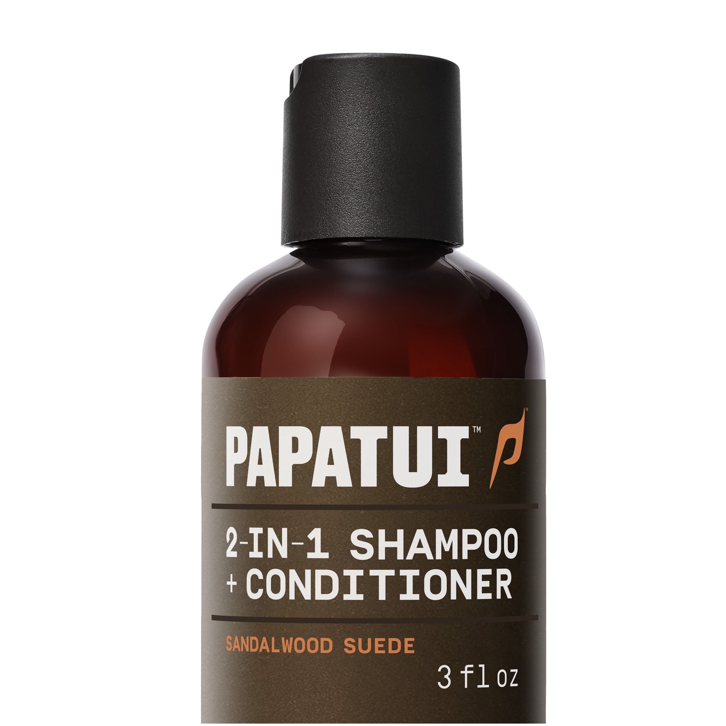 Papatui Men's Mini Trial & Travel Size 2-in-1 Shampoo Conditioner, Sandalwood Suede, 3 oz