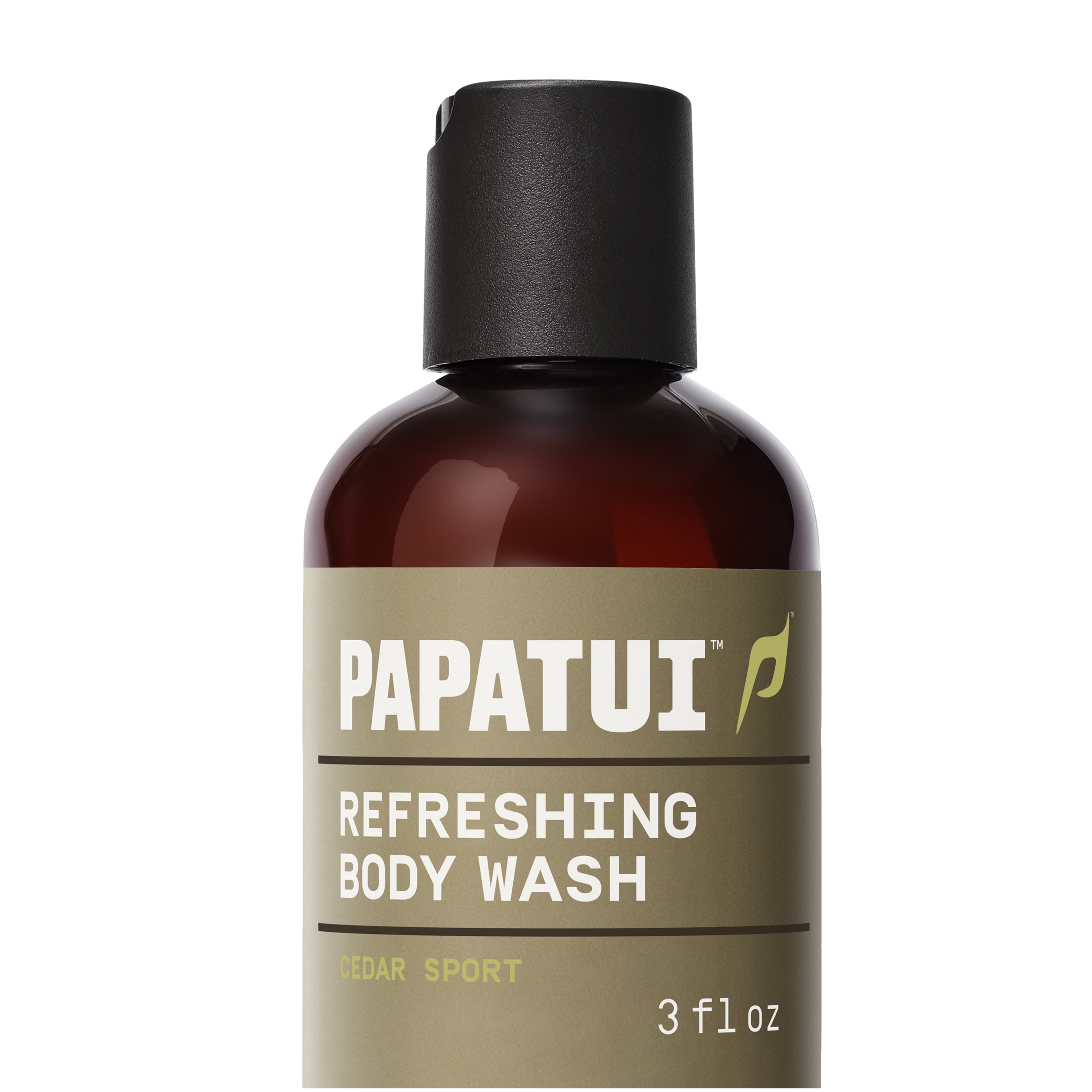 Papatui Men's Mini Trial & Travel Size Body Wash, Cedar Sport, Refreshing, 3 oz