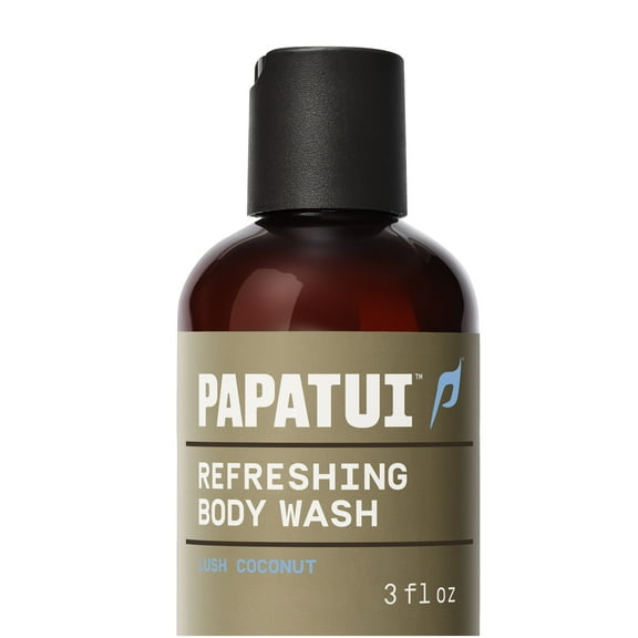 Papatui Men's Mini Trial & Travel Size Body Wash, Lush Coconut, Refreshing, 3 oz