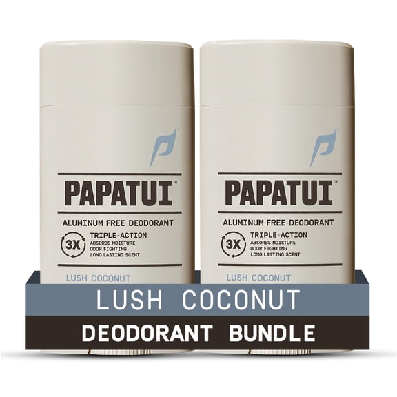 (2 pack) Papatui Triple Action Complex Men's Aluminum Free Deodorant, Lush Coconut, 2.6 oz