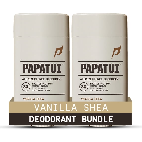 (2 pack) Papatui Triple Action Complex Men's Aluminum Free Deodorant, Vanilla Shea, 2.6 oz