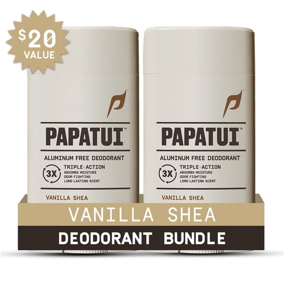 (2 pack) Papatui Triple Action Complex Men's Aluminum Free Deodorant, Vanilla Shea, 2.6 oz