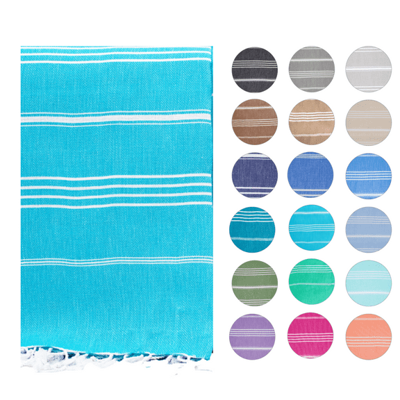Papatya Bloom Bath Towel, 100% Turkish Cotton, Large (39"x71") - Aqua