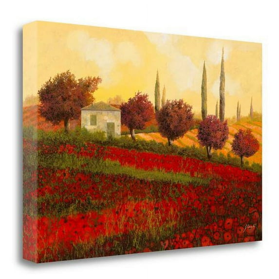 Papaveri Toscana II By Guido Borelli, 24" x 16" Fine Art Giclee Print on Gallery Wrap Canvas, Ready to Hang