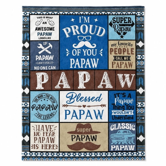 Papaw Fleece Throw Blanket, Soft 280 GSM Polyester, Sentimental Gift for Grandpa