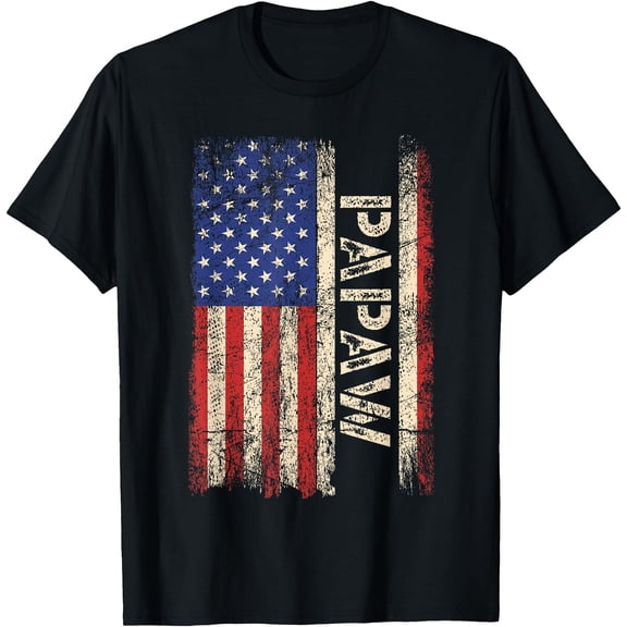 Papaw Grandpa US American Flag Shirt Grandfather Day Men T-Shirt, Vintage Birthday Gift