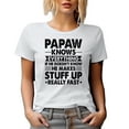 thumbnail image 1 of Papaw Knows Everything, If He Doesn't Know, He Makes Stuff Really Fast, Funny Granddad, White T-Shirt, Small, 1 of 5