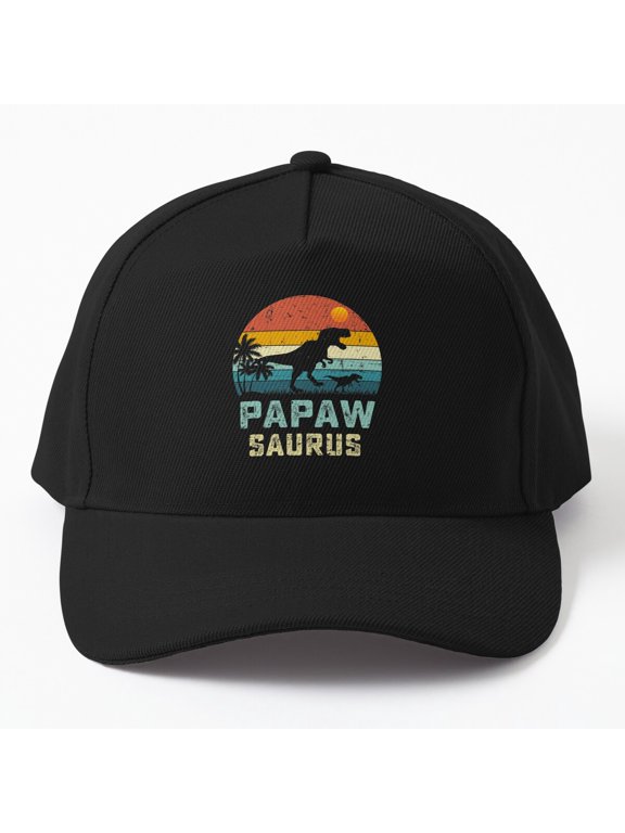 Papaw Saurus Baseball Hat, T-Rex Dinosaur Grandpa Father's Day Design, Family Gift Cap