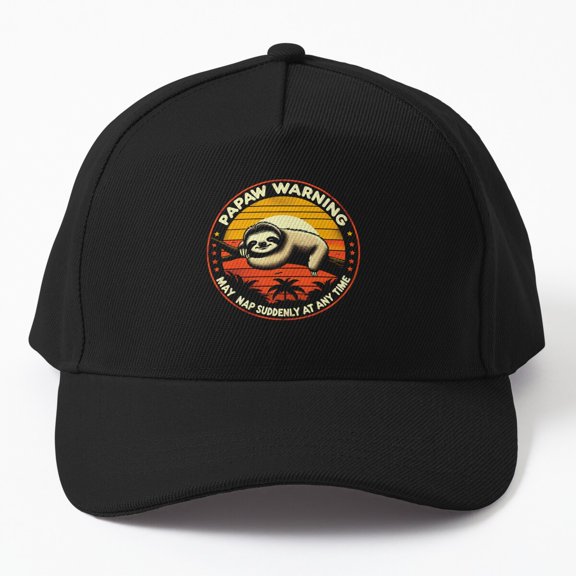 Papaw's Secret Superpower Baseball Cap, Napping Vintage Sloth Grandpa Design Hat