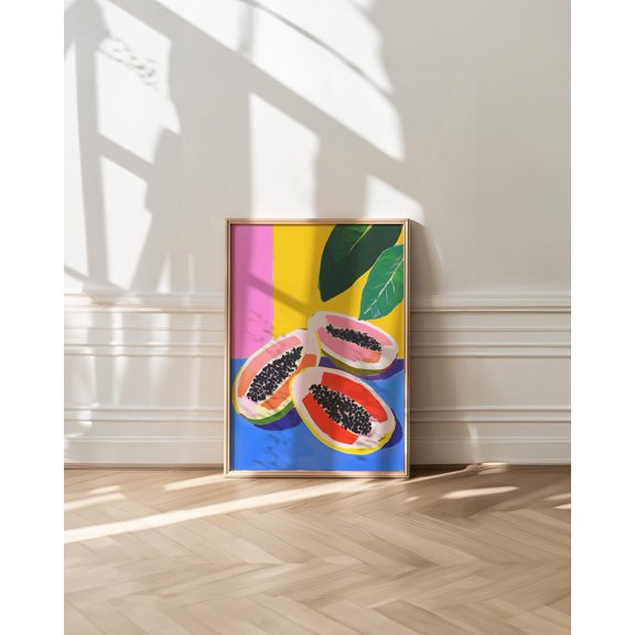 Papaya Art Print, Maximalist Kitchen Decor, Unframed Paper Poster 8x10in
