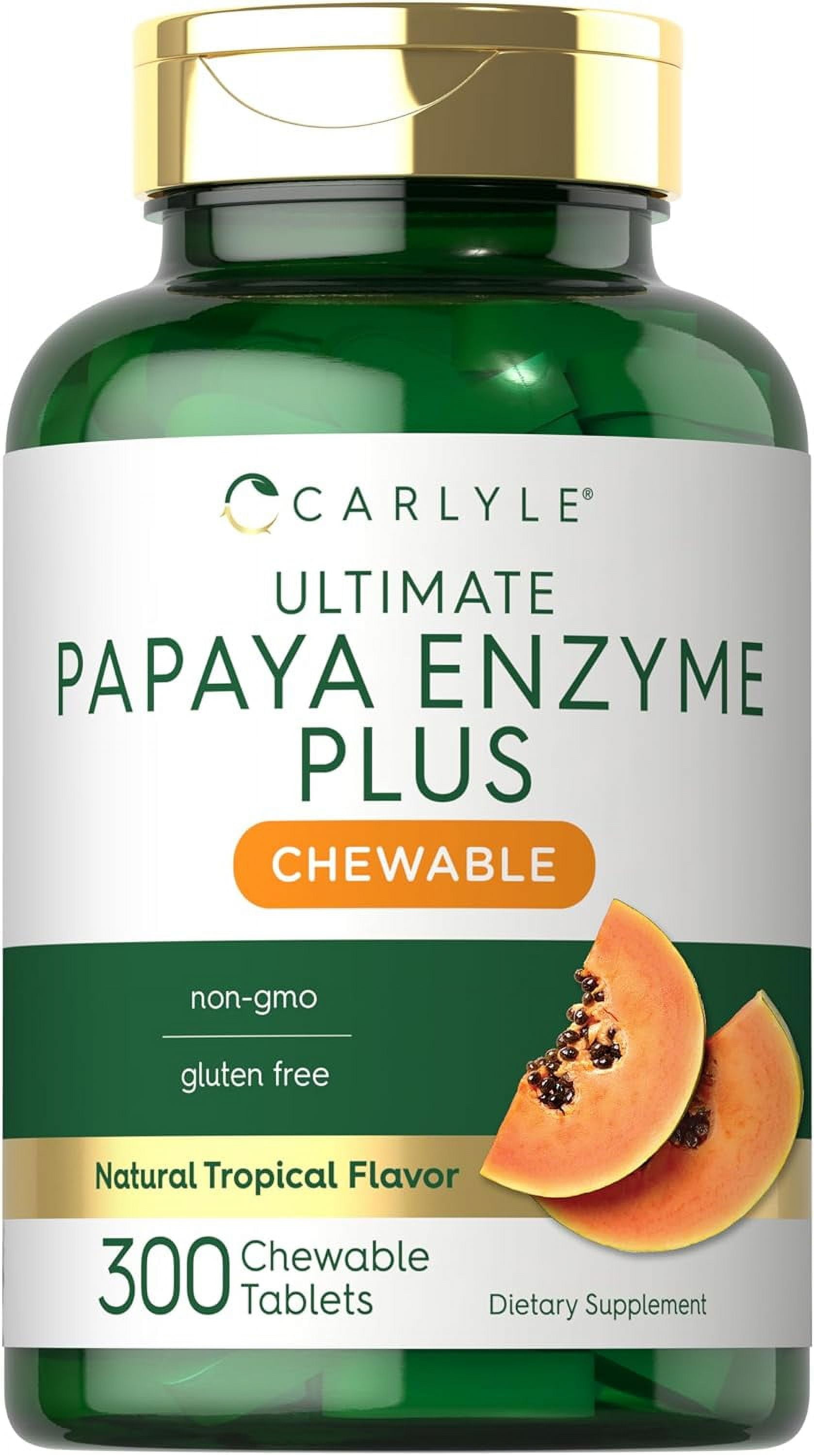 Papaya Enzyme | 300 Vegetarian Chewable Tablets | Papaya Flavor | by Carlyle