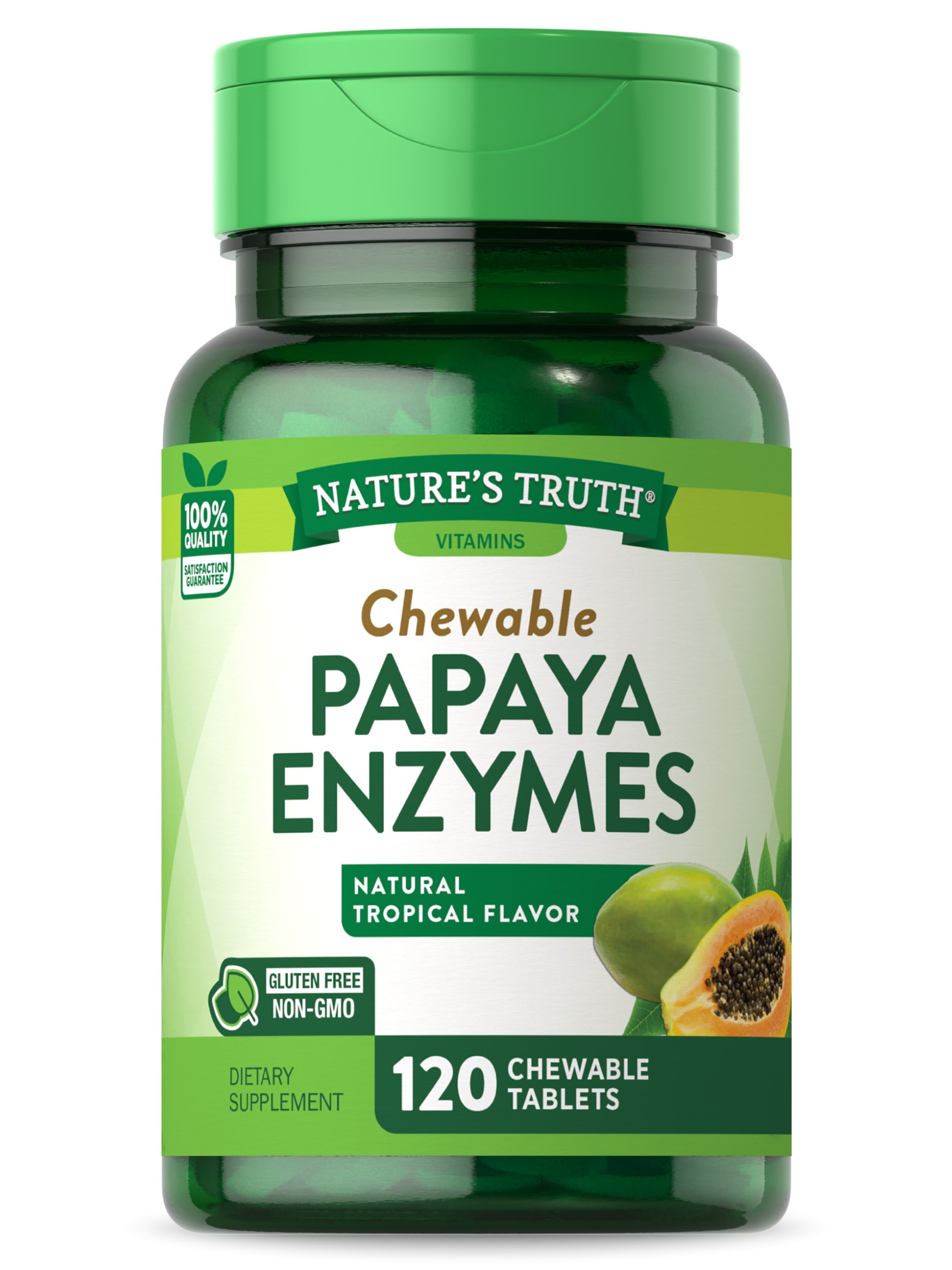 Papaya Enzyme Chewables 120 Tablets Digestive Aid Vegetarian, Non