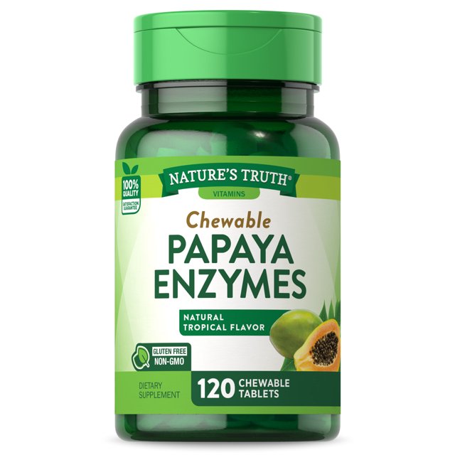 Papaya Enzyme Chewables 120 Tablets Digestive Aid Vegetarian, Non