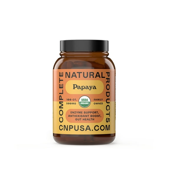 Papaya Enzymes & Organic Papain Enzyme Capsules - 600mg 100 Pills, Organic Papaya Powder Digestive Super Fruit Capsules