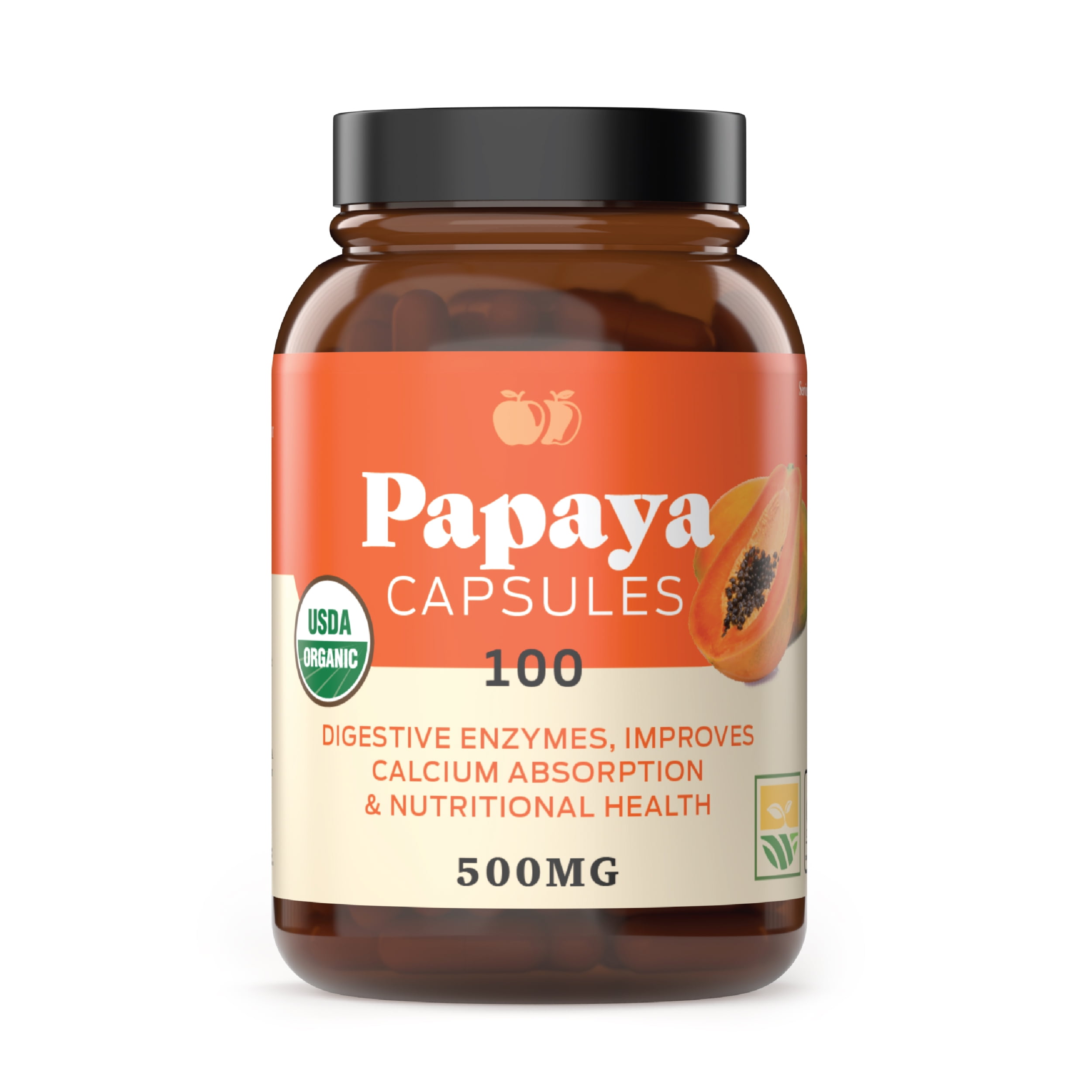 Papaya Enzymes & Organic Papain Enzyme Capsules 600mg 100 Pills