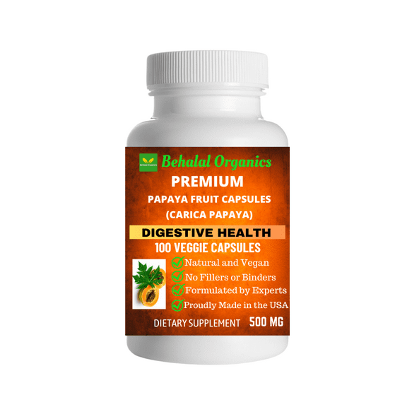 Papaya Fruit 100 Quick Release Capsules - 500mg Per Capsule