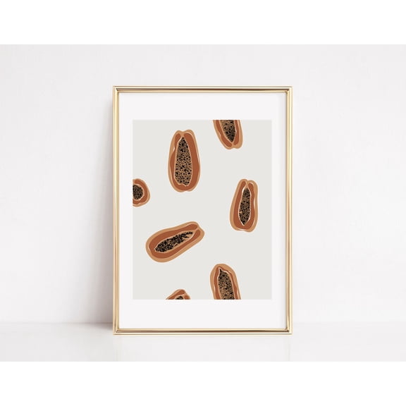 Papaya Fruit Art, Abstract Kitchen S, Trendy Modern Fruit Poster, Fruit Market Poster Wall Art, Digtal UNFRAMED Poster, 8x12