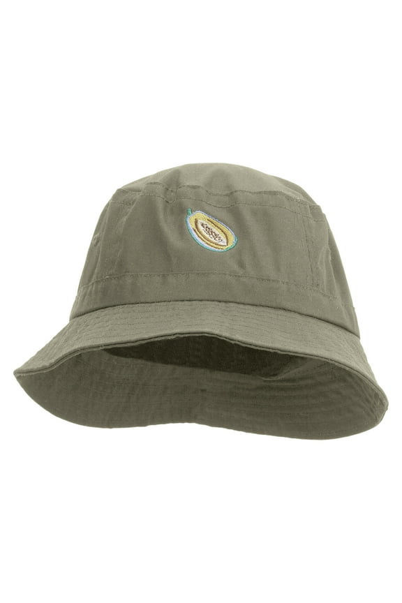 Papaya Fruit Embroidered Bucket Hat - Natural OSFM