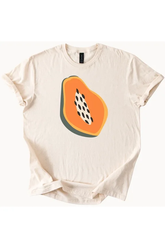 Papaya Graphic T Shirt Minimalist Fruit Slice Tee Tropical Summer Shirt Size S-5Xl Heygategoo Tee