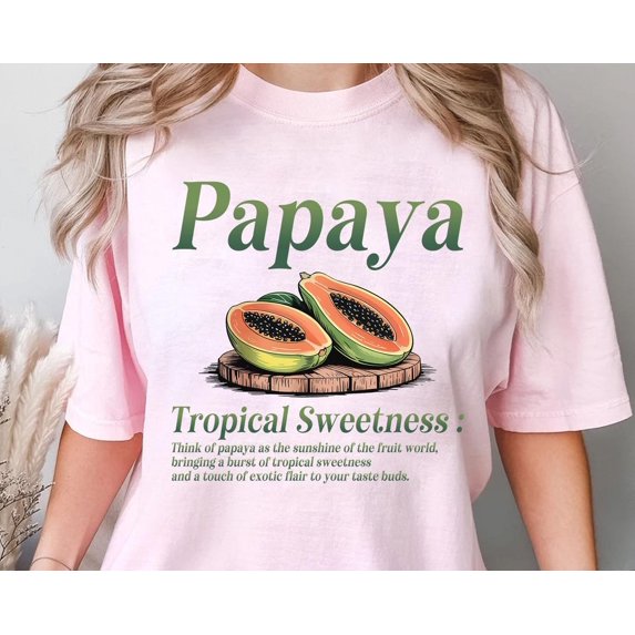 Papaya Graphic T-Shirt: Tropical Fruit Summer Tee All Size S-5Xl