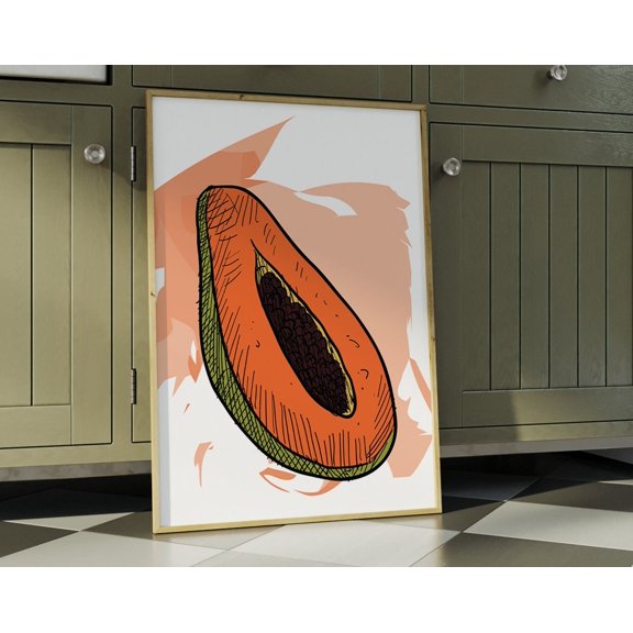 Papaya Kitchen Wall Art! Boho, Minimalist Modern Art, Kitchen Prints & Art, File Wall Art, Modern Wall Decor, 8x12 UNFRAMED