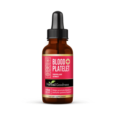 Papaya Leaf Blood Platelet Liquid Supplement 1 fl. oz, Bone Marrow & Blood Cleanse Formula for Men & Women - Herbal Goodness