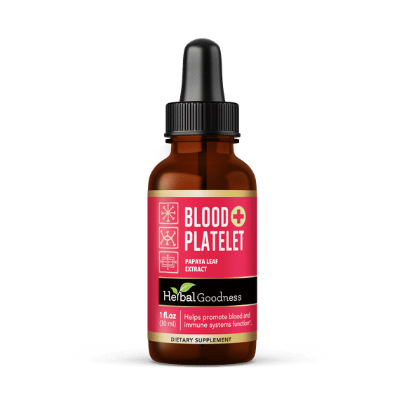 Papaya Leaf Blood Platelet Liquid Supplement 1 fl. oz, Bone Marrow & Blood Cleanse Formula for Men & Women - Herbal Goodness