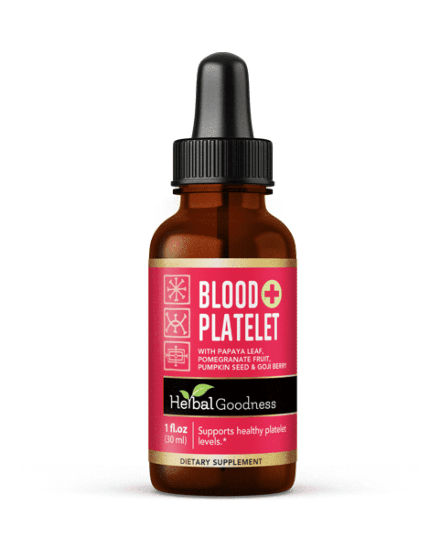 Papaya Leaf Blood Platelet Liquid Supplement 1 fl. oz, Bone Marrow & Blood Cleanse Formula for Men & Women, Moringa Leaf - Herbal Goodness