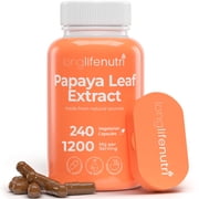 LongLifeNutri Papaya Leaf Extract 1200mg, 240 Veg Capsules, 4-Month Supply