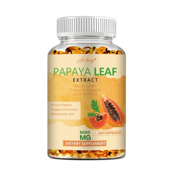 Papaya Leaf Extract Capsules - Supports Platelet Count, Immunity, and Digestive Function - 120 Capsules