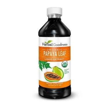 Papaya Leaf Extract Liquid 16fl.oz, Organic Blood Platelets, Digestive Enzymes, Gut Health & Spleen Supplement, Herbal Goodness