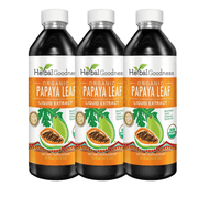 Papaya Leaf Liquid Extract 16fl.oz, Organic Blood Platelets, Digestive Enzymes, Papaya Leaves, 3 Pack - Herbal Goodness