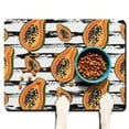 thumbnail image 1 of Papaya Print Dog Feeding Mat - Absorbent Non-Slip Pet Food Mat with Tropical Fruit Design - Waterproof Kawaii Cartoon Placemat for Messy Eaters 12"X19", 1 of 5