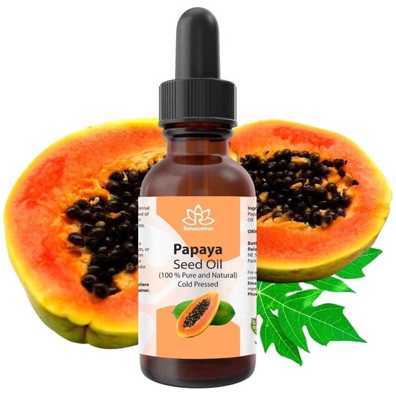 Papaya Seed Oil (Carica Papaya) – 100% Pure Cold-Pressed Lightweight Face, Body & Hair Oil by Relaxcation | 0.5 fl oz