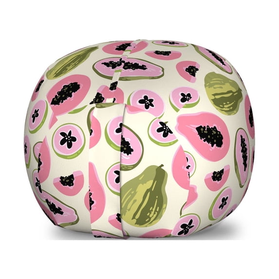 Papaya Storage Toy Bag Chair, Tropical Abstract Colored Halved Exotic Fruit Motif Natural Hawaiian Food Pattern, Stuffed Animal Organizer Washable Bag, Large Size, Multicolor, by Ambesonne