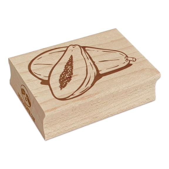 Papaya Tropical Fruit Rectangle Rubber Stamp Stamping Scrapbooking Crafting - Large 2.5in